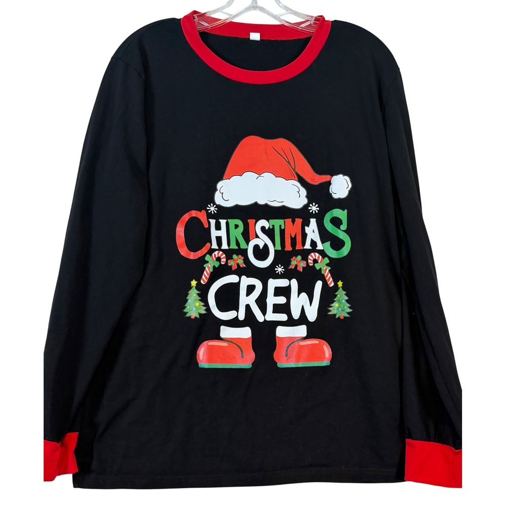 Christmas Crew Long Sleeve Shirt Red Mens •M• Holiday Festive Kitschy Santa